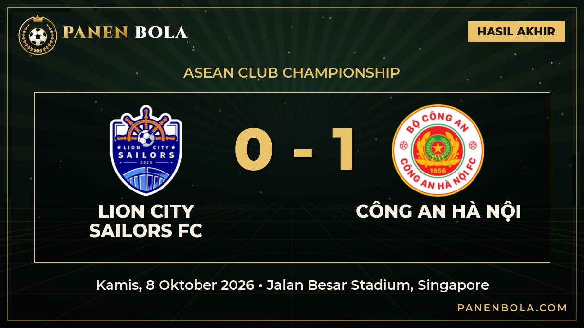 Công An Hà Nội Curi Kemenangan di Kandang Lion City Sailors FC, Skor 0-1