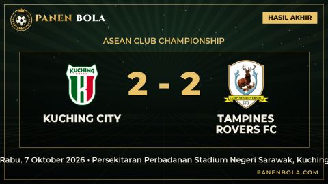 Hasil Kuching City vs Tampines Rovers FC Imbang 2-2, Kedua Tim Berbagi Poin