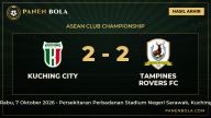 Hasil Kuching City vs Tampines Rovers FC Imbang 2-2, Kedua Tim Berbagi Poin