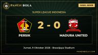 Hasil Persik vs Madura United Skor 2-0: Persik Petik Tiga Poin