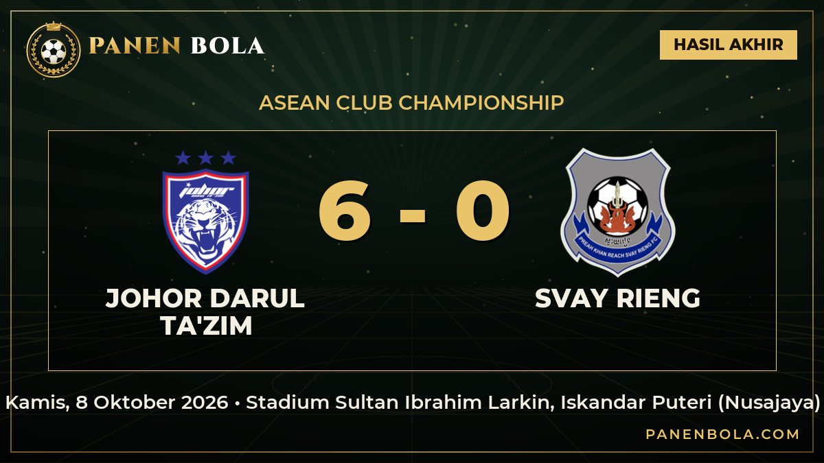 Johor Darul Ta'zim Bantai Svay Rieng 6-0, Ini Jalannya Pertandingan