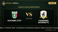 Prediksi Kuching City vs Tampines Rovers FC: Jadwal, H2H dan Statistik (ASEAN Club Championship, 7 Okt 2026)