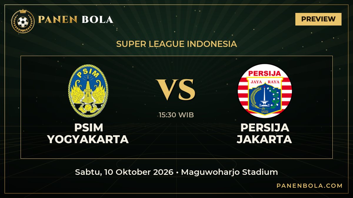 PSIM Yogyakarta vs Persija Jakarta: Prediksi, Jadwal Kick-off 15:30 WIB dan Rekor Pertemuan