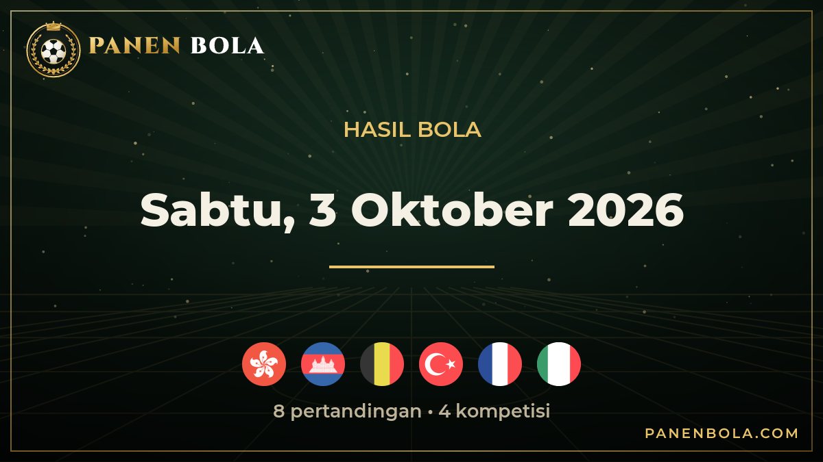 Rekap Hasil Bola Sabtu, 3 Oktober 2026: Hong Kong 2-0 Kamboja dan Belgia 3-0 Turkiye